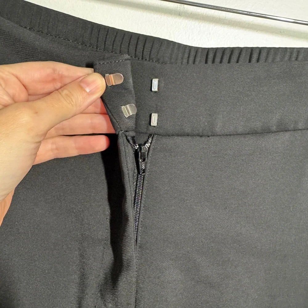 Quince Stretch Crepe Ankle Pant Women 12 Black Minimal Office Chic Closet Staple